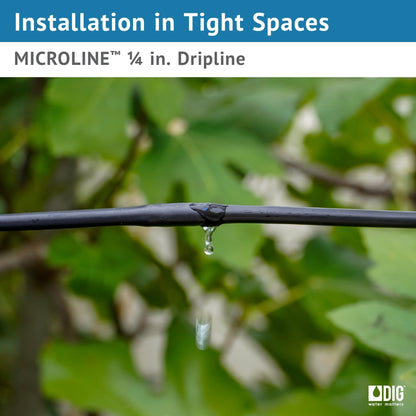 DIG ML-106, 100', ¼” MICROLINE Dripline - 6” Spacing, Color Black – UV Protected Drip Line