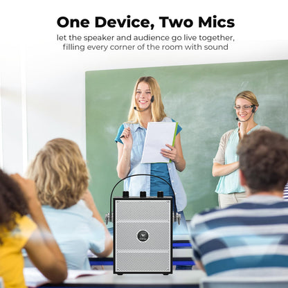 SANMIC 50W Voice Amplifier with 2 Mics,Microphone with Speaker, Portable Sound System with Microphone,Bluetooth Speaker Megaphone for Teachers, Classroom, Outdoor, Events -S98Plus