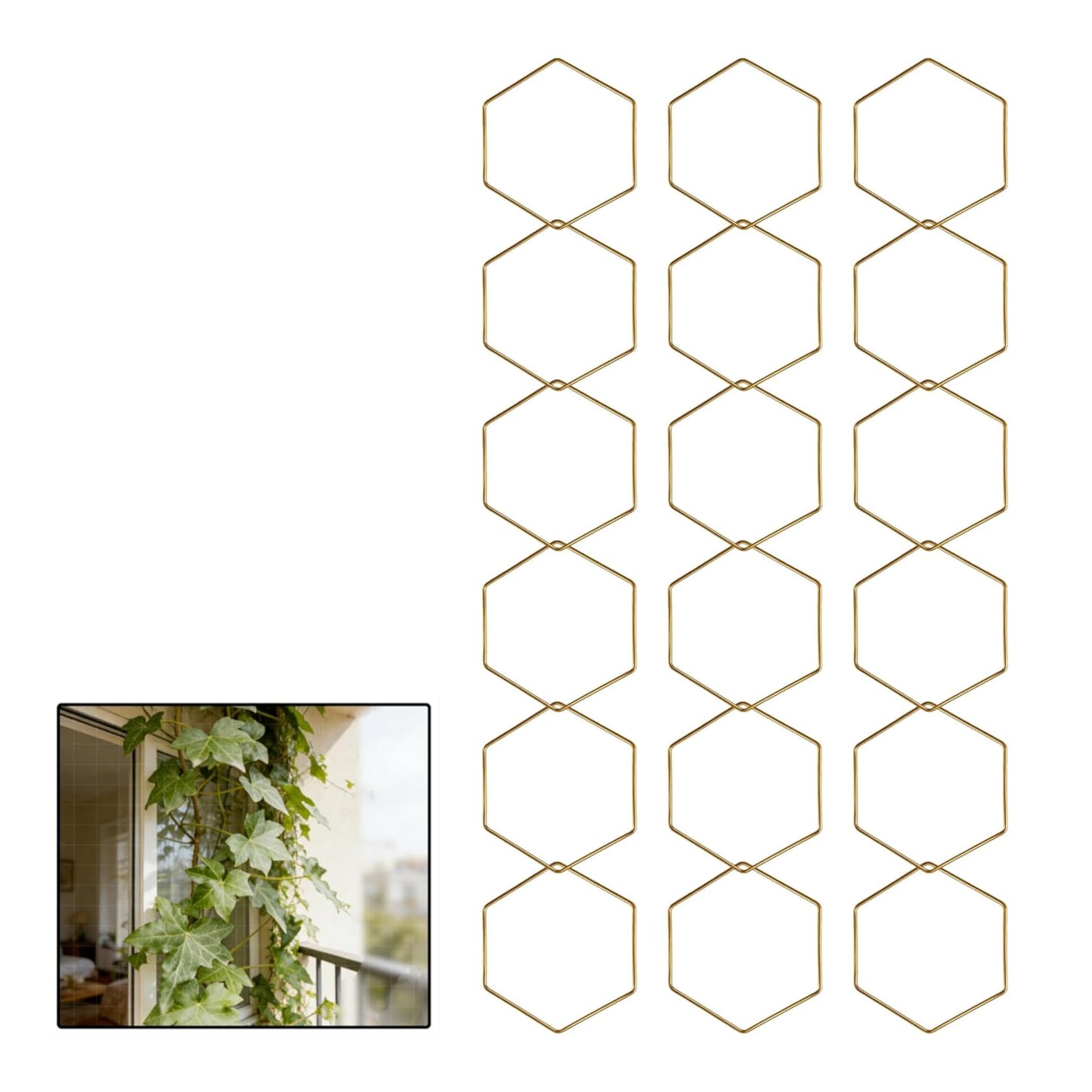 Wall Trellis Indoor, Garden Trellis Plant Accessories Sturdy Wall Trellis for Indoor Climbing Plants, Practical Plant Accessories with Stable Support for Pothos, Ivy. (Gold)