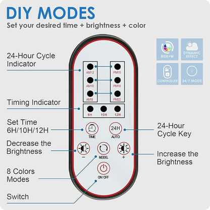 Aquarium Light, 22W 24/7 Lighting Cycle, Sunrise/Daylight/Moonlight Mode and Custom Mode with Expandable Bracket, Adjustable Timer and 7 Color Brightness for 24~30IN Fish Tank