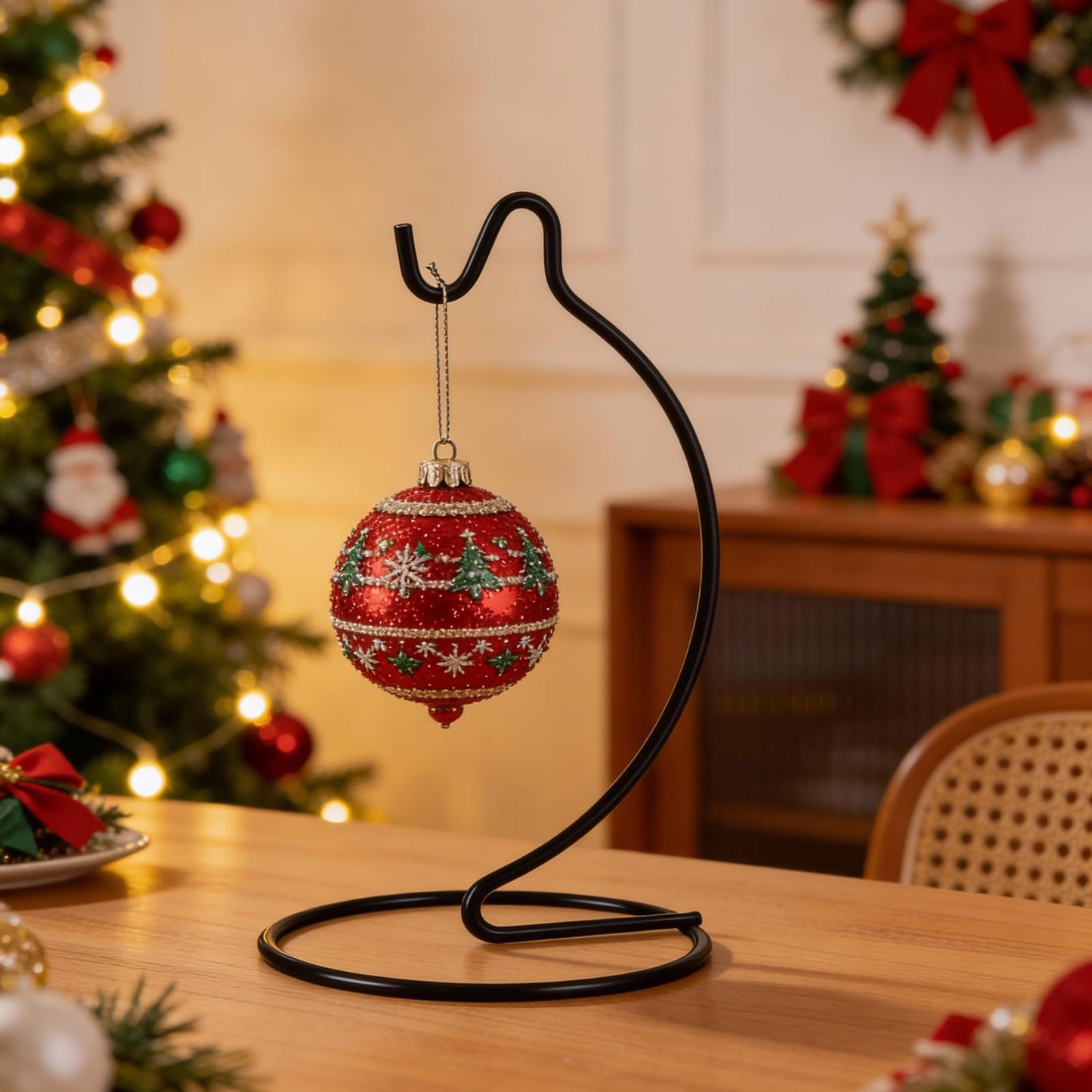 kenaeooe 20 Pcs Iron Ornament Display Stand, Hanging Holder for Glass Globe Terrarium Air Plant Witch Ball and Christmas Ornament Home Wedding Decoration, Black