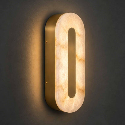 YMDHFS Alabaster Wall Sconces Natural Marble Wall Sconce Oval Stone Wall Light Gold Marble Bathroom Vanity Light Fixtures LED Bedroom Alabaster Lights for Living Room Showroom Staircase Hardwired