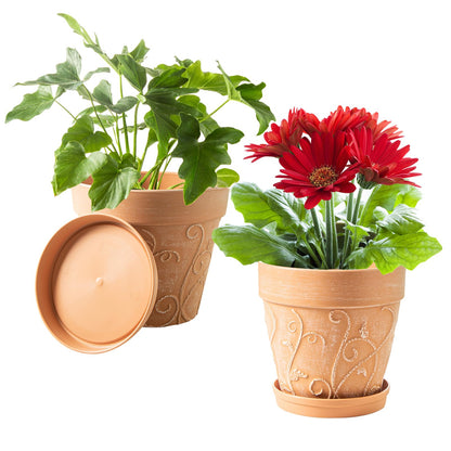 Melphoe Self Watering Pots for Indoor Plants, 8.3/5.3 Inch 2 Pack and 2Pack 8 inch Flower Pots