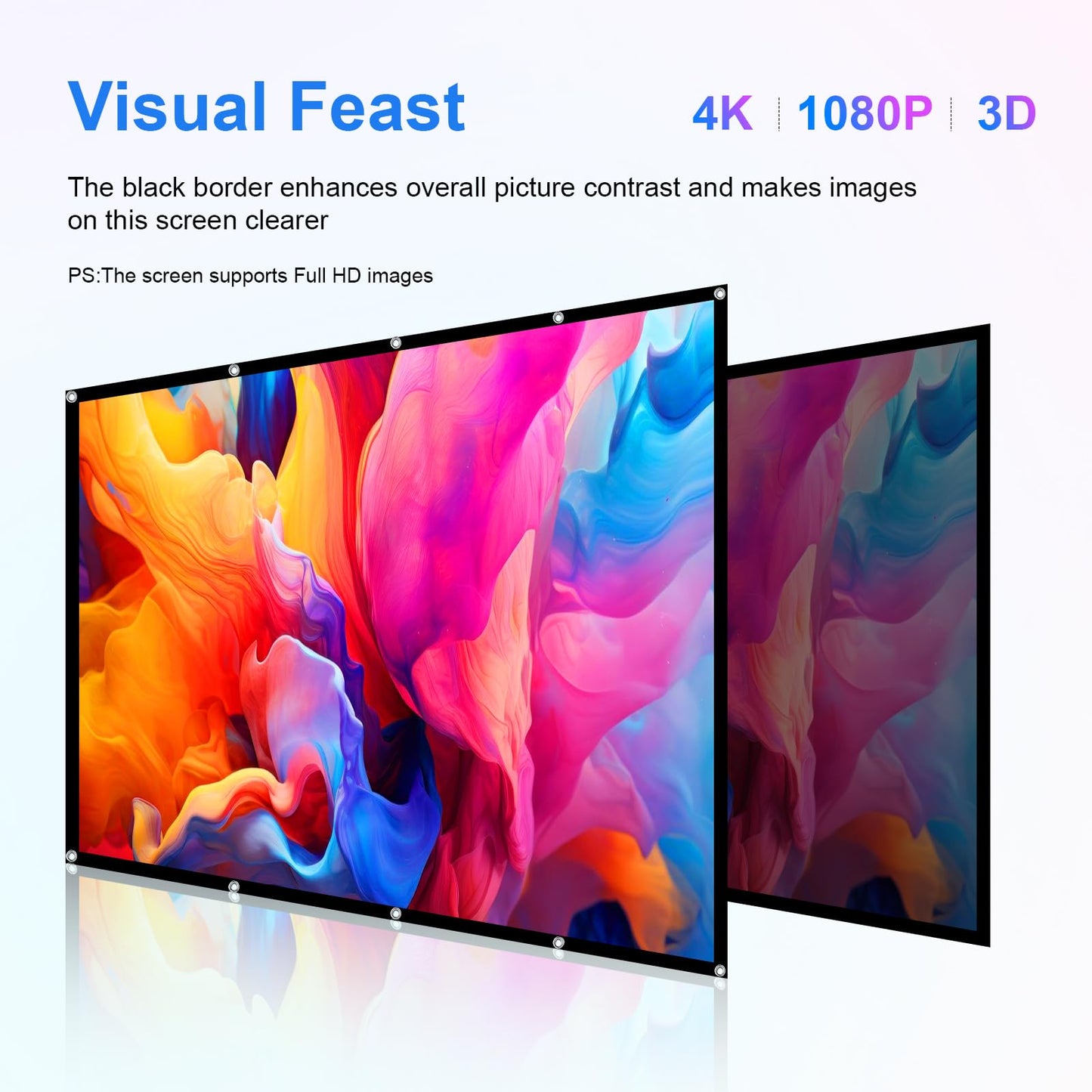 Projector Screen 180 inch,Portable Large Movie Projector Screen 16:9 HD Indoor Outdoor Double Sided Rear Projection Screen Video for Home, Party, Office, Classroom
