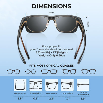 KastKing Molino Fit-Over Polarized Sunglasses,UV400 Protection Ultralight Wraparound Fishing Sports Sunglasses, TAC Lenses
