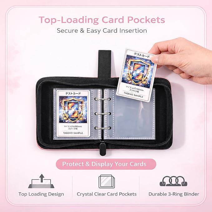Mini Trading Card Binder Album, 1 Pocket Card Binder with 40 Pages 80 Pockets, Top Loading Small Card Binder for Trading Cards, Single Card Holder Book for TCG Sports,Game Cards, Card Storage Binder