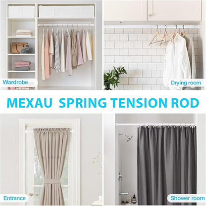 2 Pack Tension Curtain Rod 30 to 64 Inch White Curtain Rod Adjustable Expandable Spring Tension Curtain Rod No Drilling 7/8" Spring Loaded Curtain Rods for Windows Bedroom Closet Doorway Door