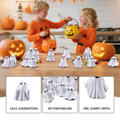 SHIFANQI 60pcs Mini Halloween Ghost Figurines, Small Resin Ghost Statues Miniature Decorations, 6 Styles Cute Spooky Ghost Figures for Tiered Tray Cake Topper Halloween Party Supplies