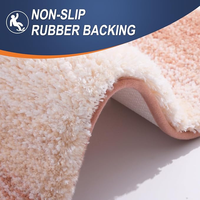 OLANLY Bathroom Runner Rugs Mat 70x24, Extra Soft Absorbent Microfiber Bath Rugs, Rubber Backing, Quick Dry, Washable Long Bath Mats for Bathroom Floor, Tub and Shower, Home Decor Accessories, Peach