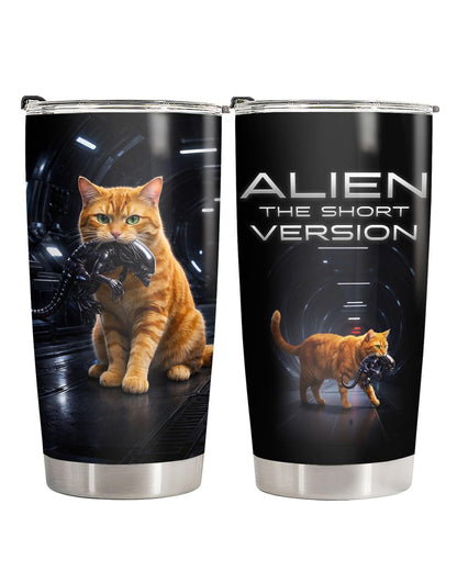 fat mummy Cat Alien Tumbler 20oz Stainless Steel Insulated Travel Mug with Lid Space Creature Funny Cat Cup Sci Fi Movie Parody Gifts for Cat Lovers Birthday