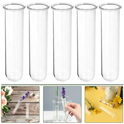 DOITOOL 5Pcs Glass Test Tube Vases 2.5X3X11Cm Hydroponic Propagation Tubes Small Plant Terrarium Vase for Home Décor and Floral Display