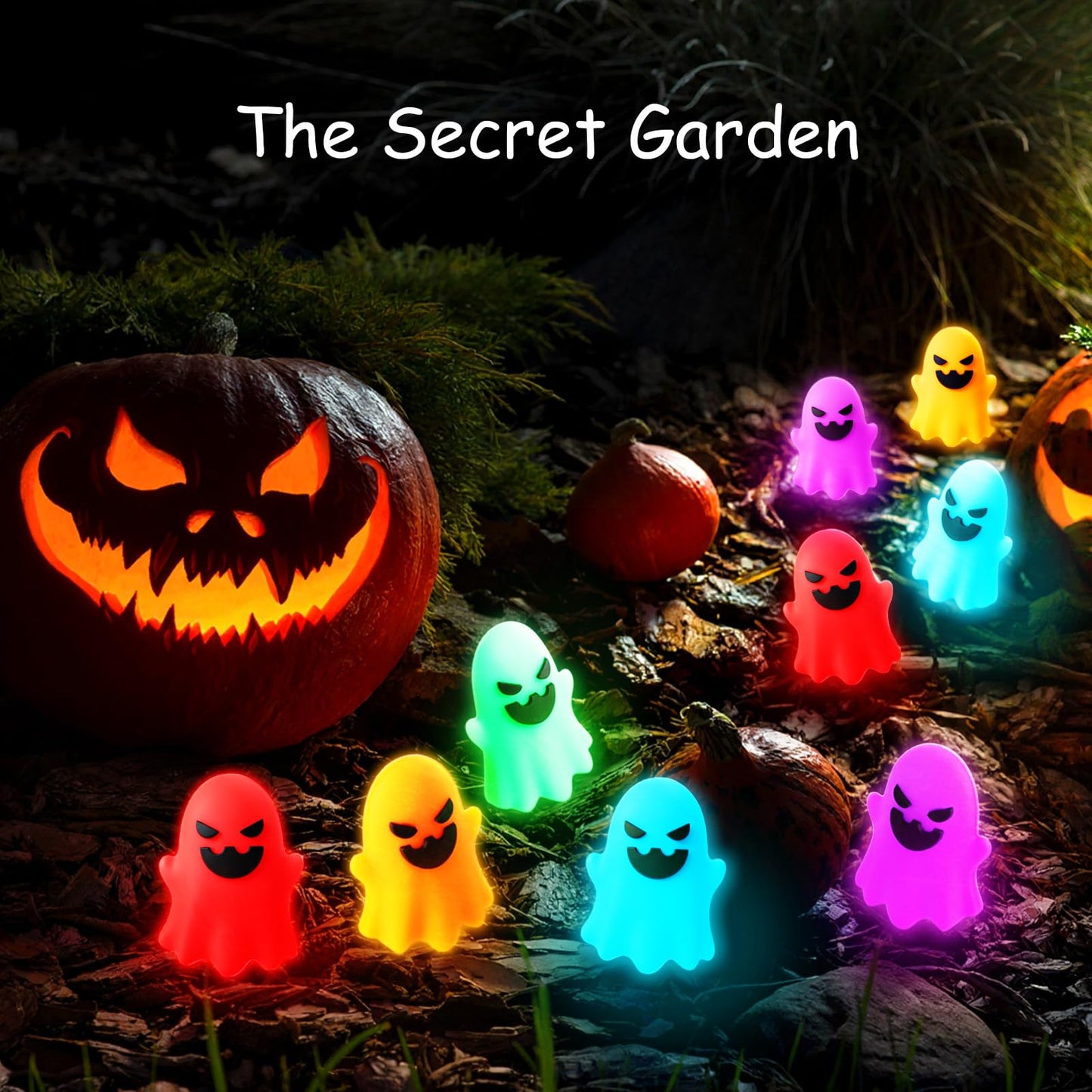 Simgoing 100 Pcs Halloween Glow in The Dark Mini Ghost Figurines, Halloween Treats Non Candy Gifts for Pumpkin Bucket, Luminous Tiny Ghost for Trick or Treat, Hide and Seek Party Favor, Spooky Decor
