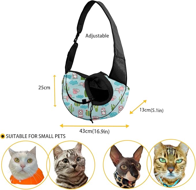 FUSURIRE Colorful Butterfly Print Pet Carrier Sling for Small Dogs Cats Hands Free Pet Puppy Outdoor Travel Carrier Bag Adjustable Strap Padded Shoulder Sling Travel Tote Bag up to 5lb Puppy