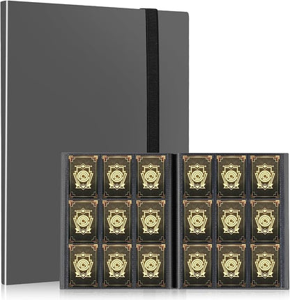Card Binder, EDUDIIU 9 Pockets Premium Trading Card Binders, Cards Collection Binder Album, Side Loading Yugioh Holder Book for Sport, Football, Baseball Collector - Grey