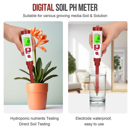 GIDIGI High Accuracy Digital pH Meter for Soil, Garden, Water, Plants, Solution and Food, Soil pH Test Kit with Thermometer LCD Display, Calibration Powder and Plastic Protective Cap