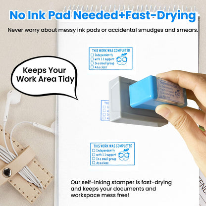 Special Accommodations Self Inking Stamp for Teachers SPED Modifications Rubber Teacher Stamp First Day of School Back to School Teacher Must Haves Dormitory Supplies This Work was Completed (Blue)