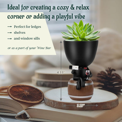 Wnsamoddy Funny Face Planter Pots with Drainage - Resin Head Flower Pot for Indoor Outdoor Succulents Cactus, Unique White Elephant Gifts for Wine & Plant Lovers, Home Office Desk Decor