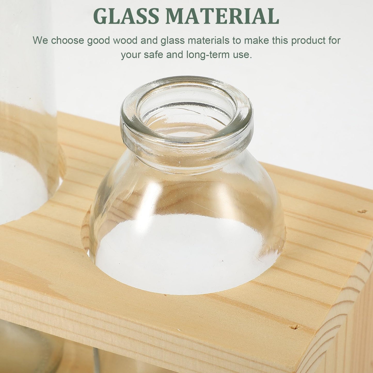 Abaodam Hydroponic Glass Vase with Wooden Rack, Nordic Style Plant Terrarium for Indoor Propagation and Home Décor, 2pcs Set Desktop Glass Planter for Hydroponic Plants