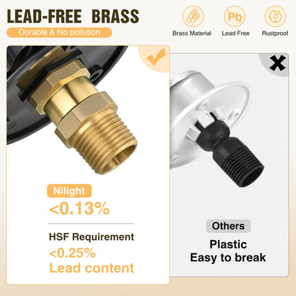 Nilight RV City Water Inlet with Check Valve 1/2" NPT Male to 3/4" GHT Female Brass City Water Fill Inlet Flange Connection Fittings for RV Camper Trailer Marine Hose Water Connector Replacement Black