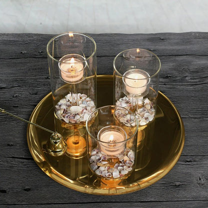 YLSMILE Cylinder Hurricane Glass Candle Holder for Table Centerpieces, Clear Votive Candle Holders for Wedding Parties, Decorative Candleholders for Home Dining Room Decorations (Set of 3)