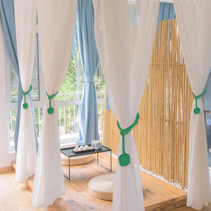 Ushomin Curtain Tiebacks, 2 Packs Heavy Duty Tiebacks, Indoor/Outdoor Decorative Tie Knot Curtain Holdbacks (Green)