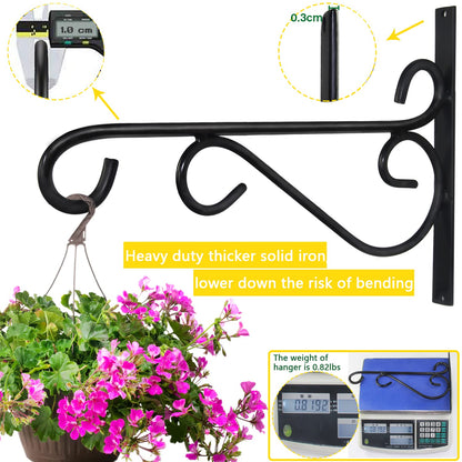 Hanging Plant Brackets, 2pcs 12 Inch Heavy Duty Wall Mount Bracket Strong Durable Rust-Resistant Plant Hanger Hook with High Load Capacity 120lb for Hanging Plants Bird Feeder Lantern Wind Chimes