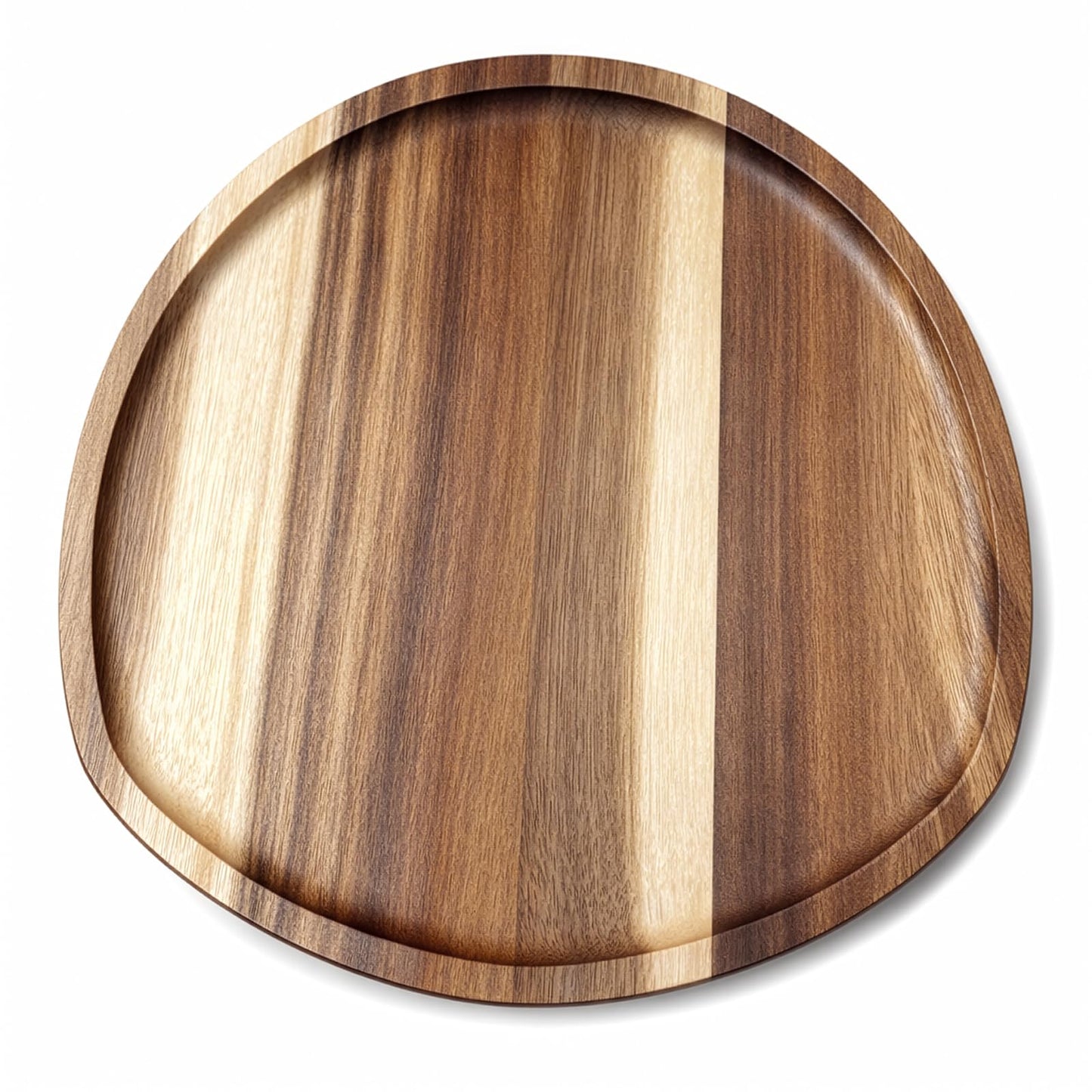 Okllen Set of 5 Small Acacia Wood Serving Platter and Trays, Irregular Oval Solid Wood Plates Serving Tray, Lightweight Wood Dinner Plates for Breakfast, Coffee, Tea, Snack, 6.3~11.7" L, 5.1~8.2" W