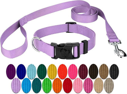 Country Brook Petz - Everyday Nylon Dog Collar and Leash - 10+ Cool Colors (1 Inch, Extra Large, Lavender)