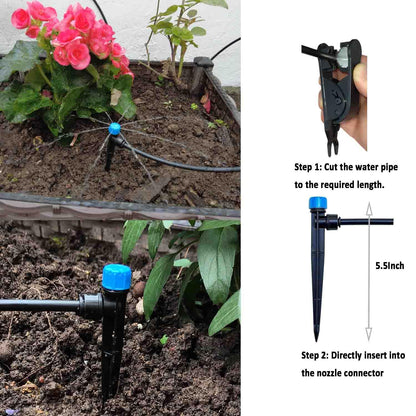 Drip Irrigation System with Water Timer for Garden,Main ID 1/2inch 16.5Ft and 1/4inch 96Ft Water Hose, Watering System Sufficient Water Pressure, Irrigation Dripper Waterflow Evenly Easy DIY