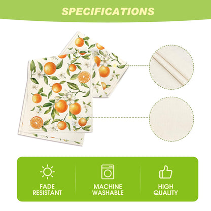 Artoid Mode Orange Wildflowers Leaves Summer Table Runner, Seasonal Spring Kitchen Dining Table Decoration for Home Party Decor 13x108 Inch