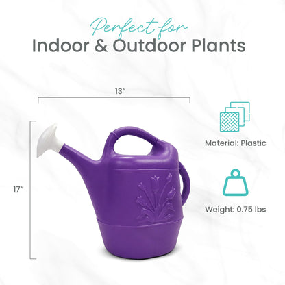 Union Products 63071 2 Gallon Plastic Indoor/Outdoor Watering Can w/ Tulip Design for Garden, Potted Plants, & Patio Pots, Purple