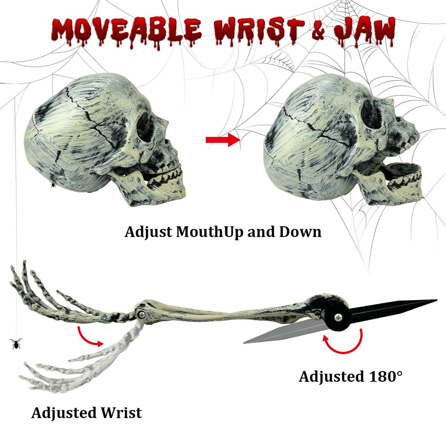 1 Pack Realistic Halloween Skeleton Stakes Decorations Outdoor for Yard Lawn Graveyard Garden, Scary Halloween Groundbreaker Skeletons with Skull and Arms – Haunted House Props Party Decor Supplies