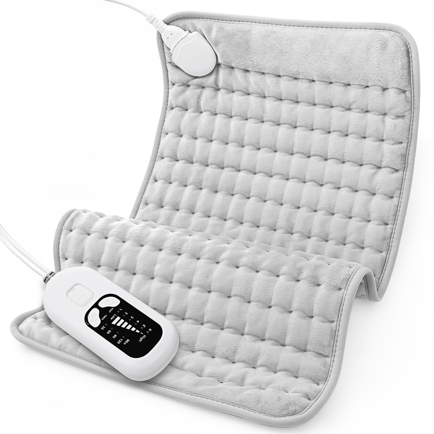 Heating Pad,Electric Heating Pads for Back,Neck,Abdomen,Moist Heating Pad for Shoulder,Knee,Arms,Legs,Dry/Moist Heat & Auto Shut Off,Birthday Gifts for Men and Women(Light Gray, 24''×12'')