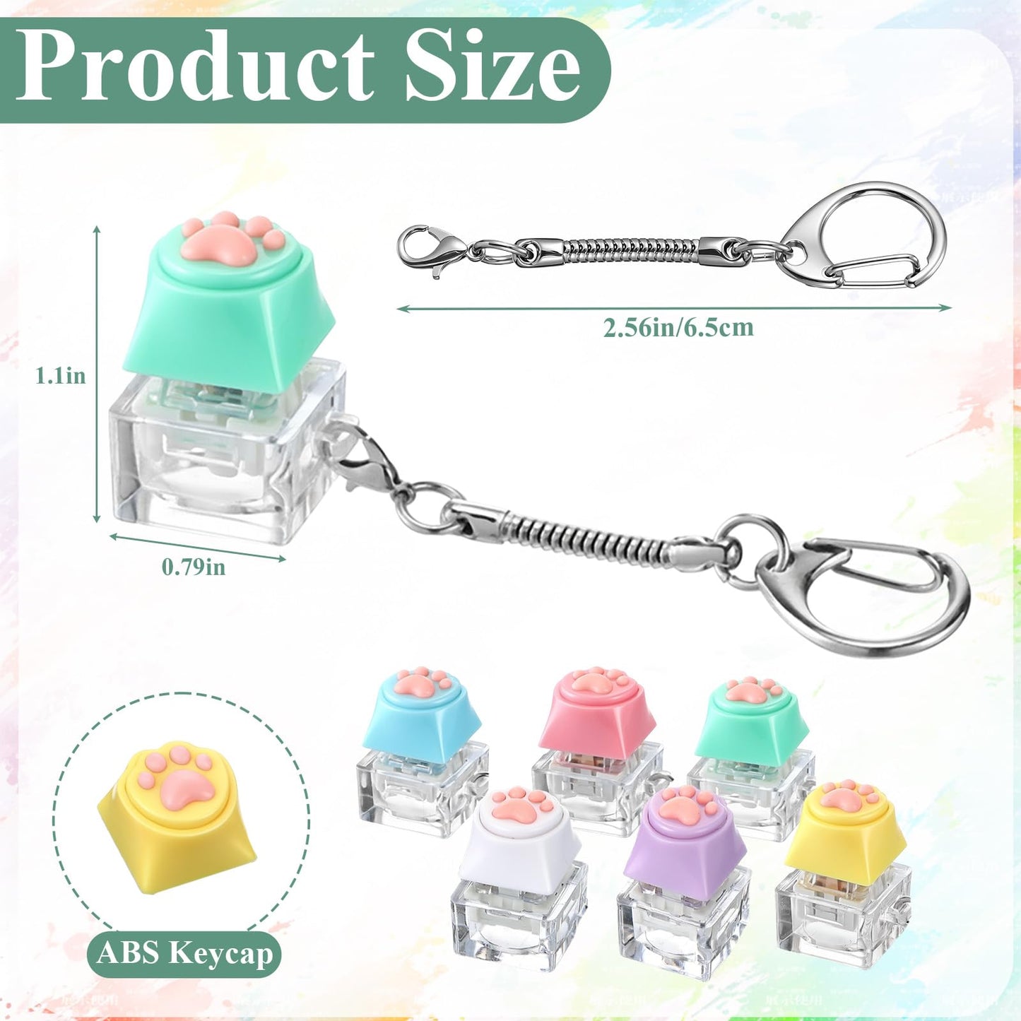 Lewtemi 24 Pcs Keyboard Fidget Clickers Cat Paw Keyboard Keychain Decompression Relief Button Finger Clickers for Adults Office Birthday Party Gifts to Relief Stress Pass the Time (Macaron Colors)