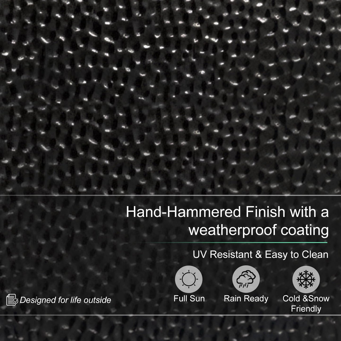 BAYN 2-Pack 24" Tall Metal Planter – Hand-Hammered Textured Large Black Flower Pots Box with Saucer for Outdoor&Indoor, Garden, Porch, Patio, Yard with Pre-Drilled Drainage Holes