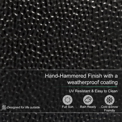 BAYN 2-Pack 24" Tall Metal Planter – Hand-Hammered Textured Large Black Flower Pots Box with Saucer for Outdoor&Indoor, Garden, Porch, Patio, Yard with Pre-Drilled Drainage Holes
