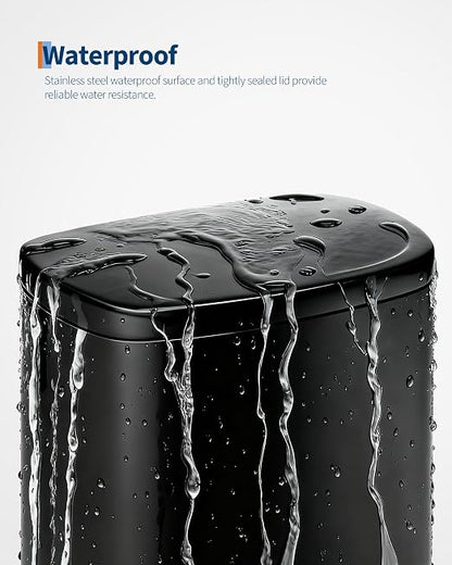 Garvee 13 gal (50 L) and 2.6 gal (10 L) Metal Trash Can Combo Set, Rustproof Garbage Can with Lid, Step-on Trash Bin with Inner Bucket, Rear Handle, Black