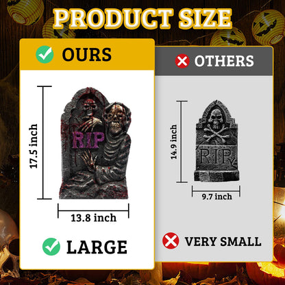 EggSun 10 Styles Halloween Large Tombstone Gravestones Yard Stakes Decorations 17IN Headstone Outside Signs with Stakes for Halloween Scary Spooky Patio Lawn Yard Garden Cemetery Outdoor Decors