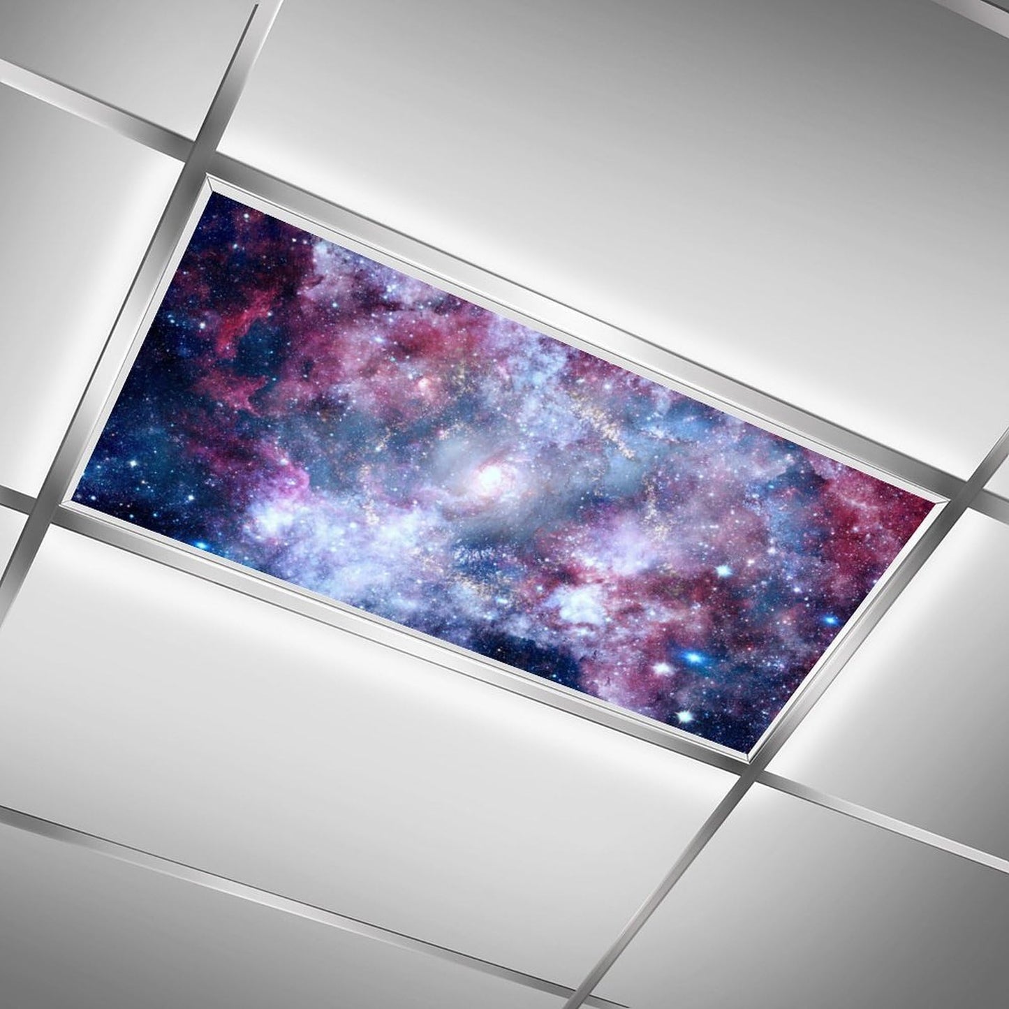 2PCS Magnetic Fluorescent Light Covers - Starry Universe Filters for Classroom & Home Office Drop Ceiling Lamps, 4x2Feet