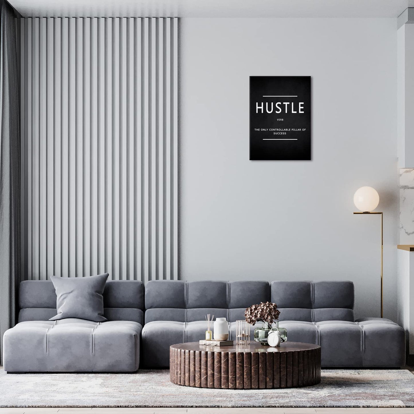 Hustle Wall Art Motivational Quotes Wall Art Decor for Office Bedroom Artwork Framed and Ready to Hang(12×18inch)