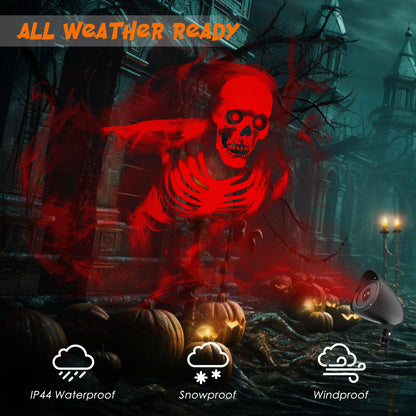 Halloween Decorations Outdoor Halloween Projector, 3D Dynamic LED Red Skull Halloween Decoration, Halloween Window Hologram Lights Projector