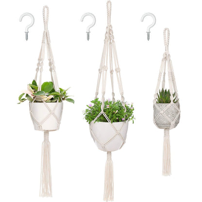 Mkono Set of 4 Macrame Plant Hangers Indoor 4 Different Size Hanging Planter Basket Flower Pot Holder 41"/35"/34"/26"