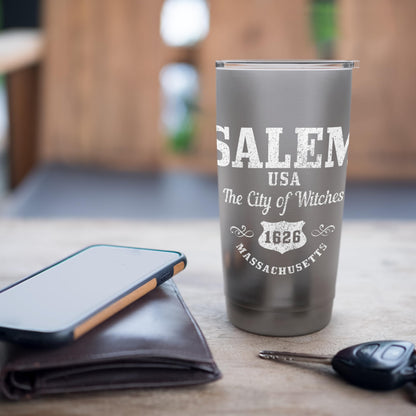 Salem Massachusetts Est. 1626 Witch Broom Halloween Vintage Stainless Steel Insulated Tumbler