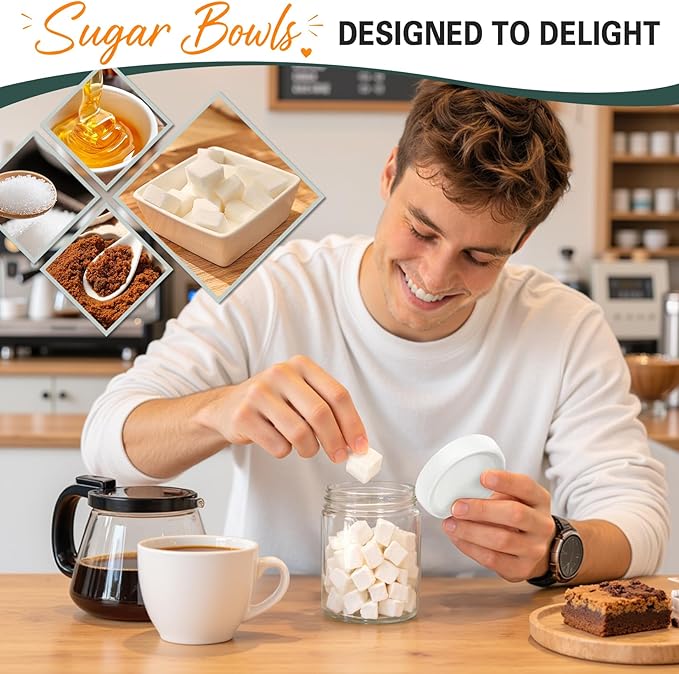 Mason Jars, 16oz Overnight Oats Containers with Lids, 6 Pack Wide Mouth Glass Mason Jars with Airtight Lids, Sugar Bowls, Overnight Oats Jars for Yogurt, Meal Prep, Chia Pudding