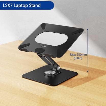 BESIGN LSX7 Laptop Stand with 360 Rotating Base, Ergonomic Adjustable Notebook Riser, Foldable Computer Holder Compatible with 10-15.6" Laptops (Black)