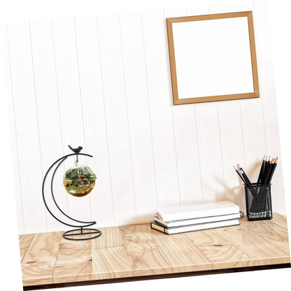 Garneck Moon-shaped Bird Iron Frame Display Stand for Indoor Decor Plant Terrarium Stand Ornament Hanger String