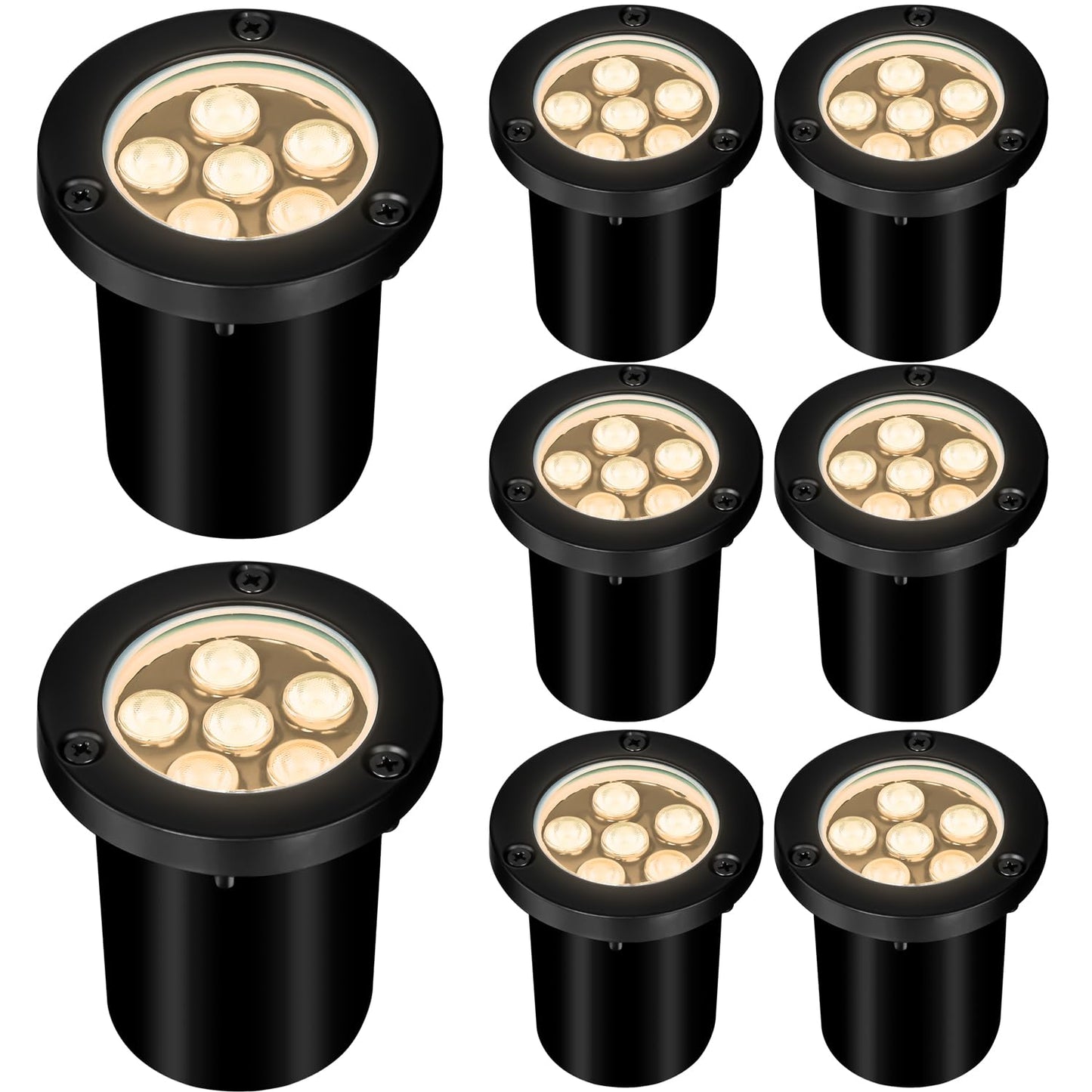AOAXL 6W Well Lights Outdoor,110V 120V Landscaping Lights IP68 Waterproof 2700k Warm White Outdoor In-Ground Lights for Yard, Garden Patio, 8 Pack