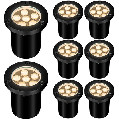 AOAXL 6W Well Lights Outdoor,110V 120V Landscaping Lights IP68 Waterproof 2700k Warm White Outdoor In-Ground Lights for Yard, Garden Patio, 8 Pack