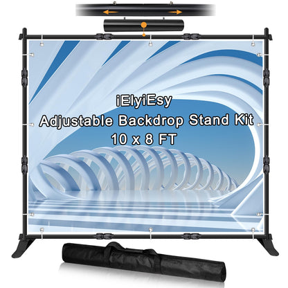 Backdrop Banner Stand, 10x8FT Heavy Duty Adjustable Step and Repeat Stand