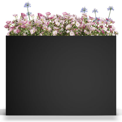 Baotree Metal Large Planter Box 38" L x 13" W x 30" H, Heavy Duty Tall Rectangle Outdoor Planter Box with Removable Insert Shelves for Porch, Garden, Patio, Yard (Black)